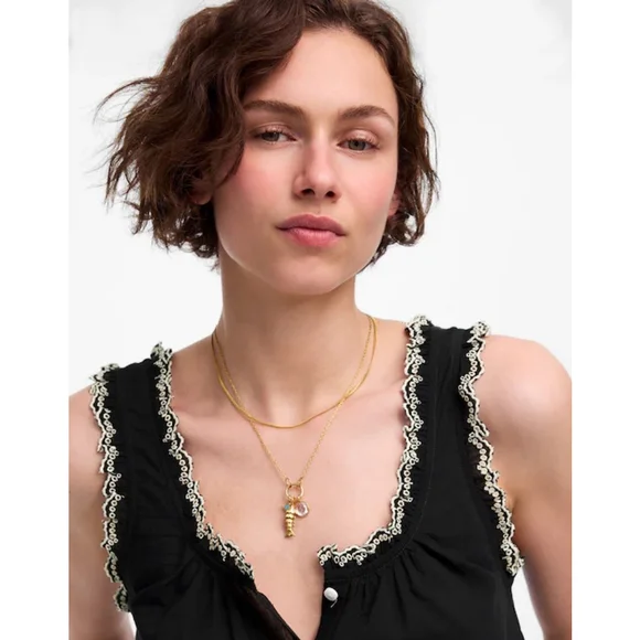 NWT Madewell Embroidered Scalloped Tank Black and White in XS - Picture 3 of 5